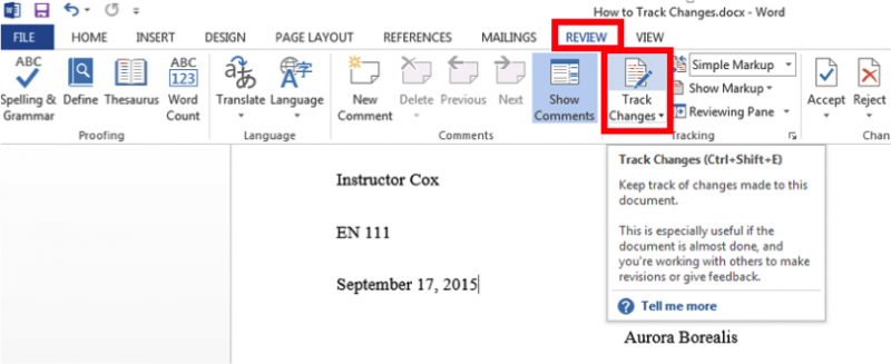 How To Set Track Changes In Microsoft Word | IT Services